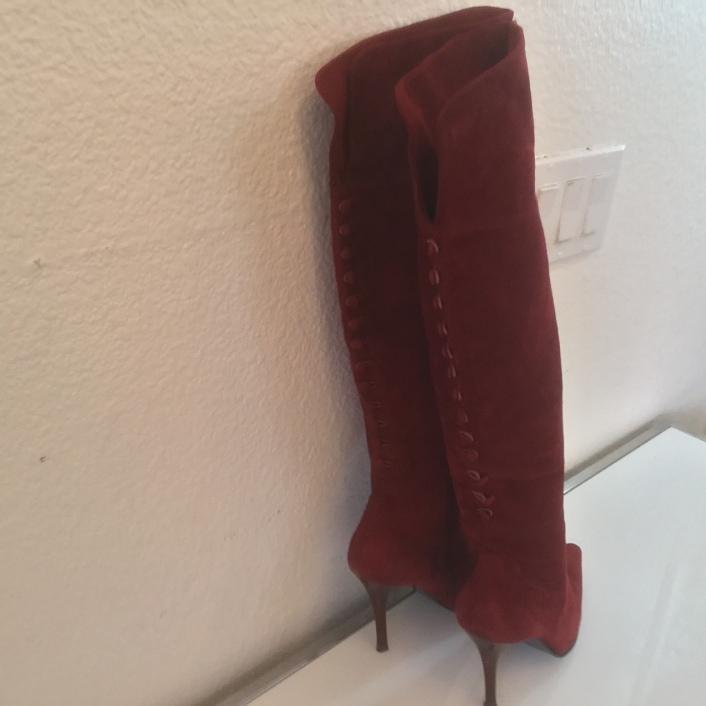 Via Spiga tall red suede.boots with sexy back button detail😍